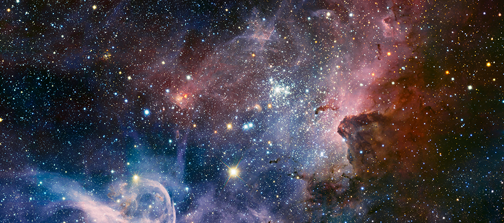 Rymdbild från European Space Observatory på stjärnor och galaxer.