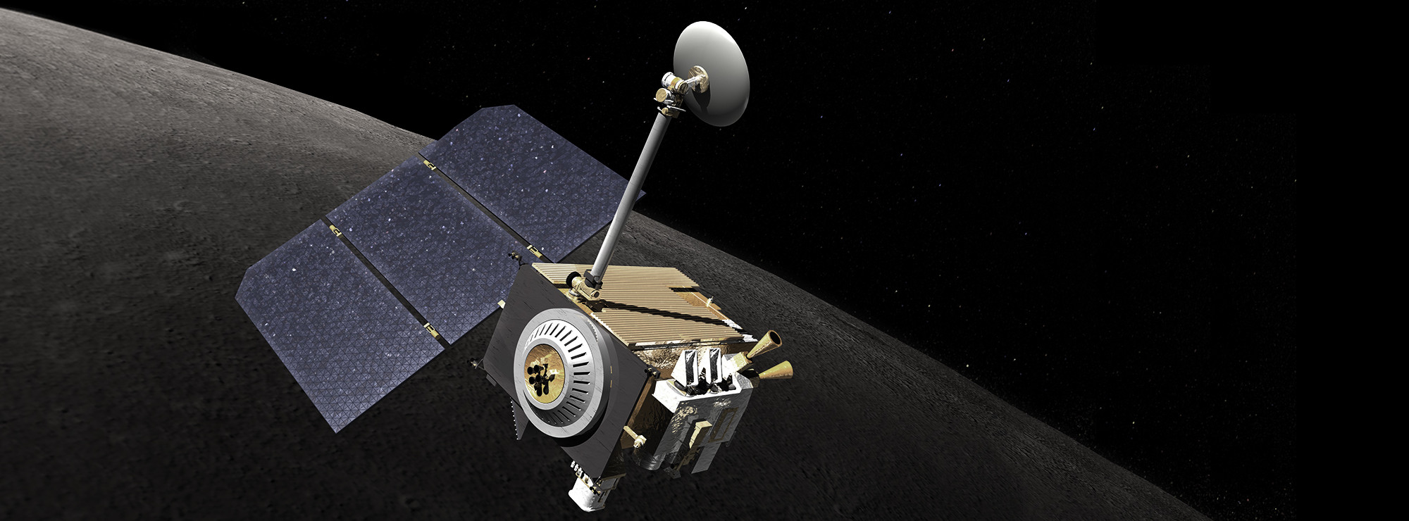 Lunar Reconnaissance Orbiter över Månen. Bild: NASA - lunar.gsfc.nasa.gov.