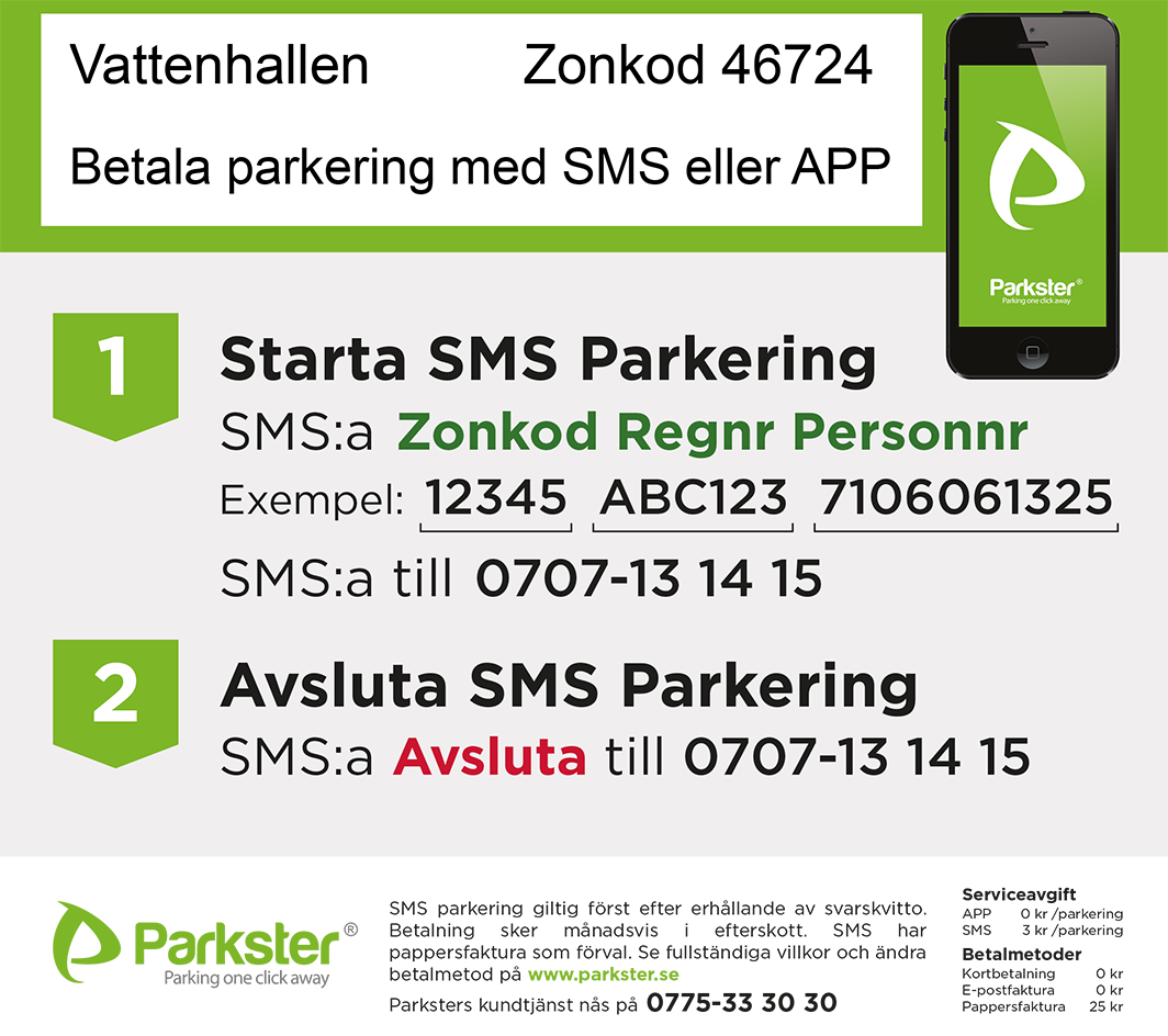 Parking - information about to buy a SMS-ticket.